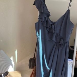 Shona Joy Asymmetrical Frill Draped Dress